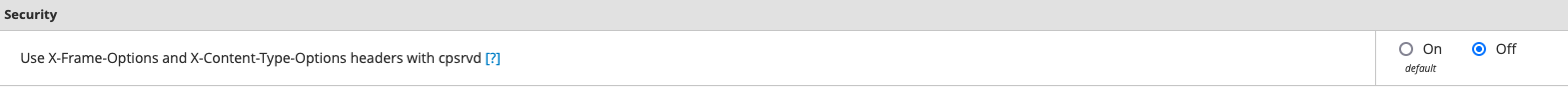 Disabling X-Frame-Options in WHM Tweak Settings